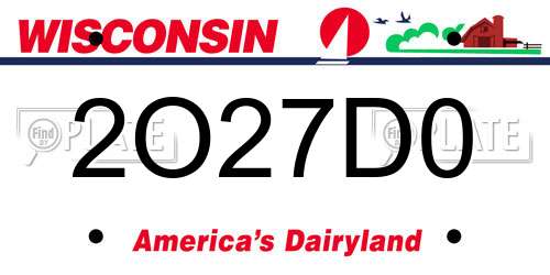2O27D0 Wisconsin License Plate