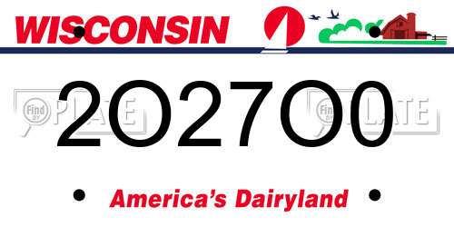 2O27O0 Wisconsin License Plate