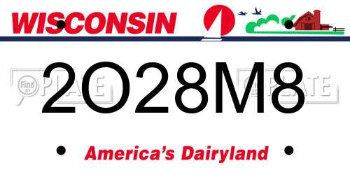 2O28M8 Wisconsin License Plate