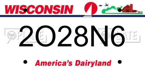 2O28N6 Wisconsin License Plate