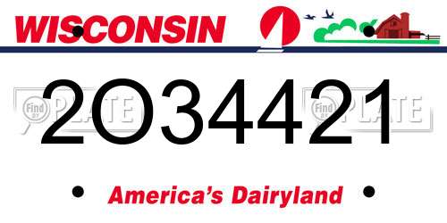 2O34421 Wisconsin License Plate