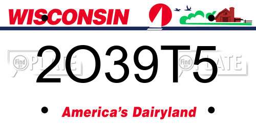 2O39T5 Wisconsin License Plate