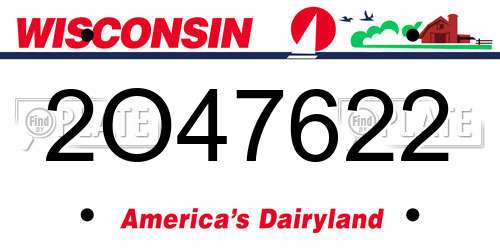 2O47622 Wisconsin License Plate