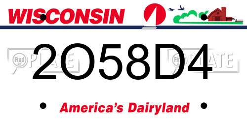 2O58D4 Wisconsin License Plate