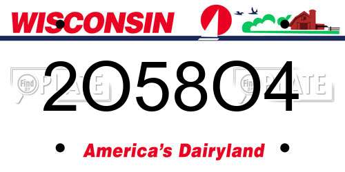 2O58O4 Wisconsin License Plate