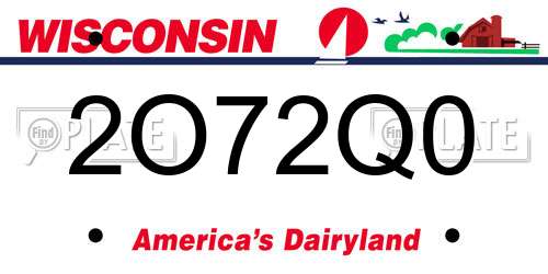 2O72Q0 Wisconsin License Plate