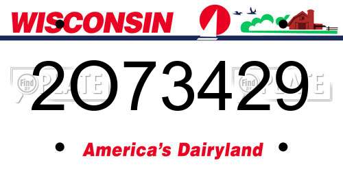 2O73429 Wisconsin License Plate