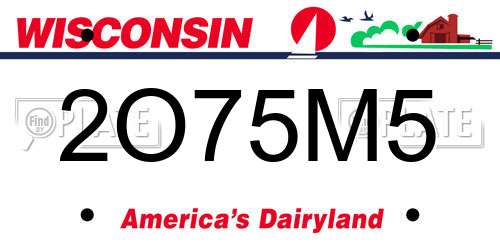 2O75M5 Wisconsin License Plate