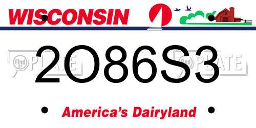 2O86S3 Wisconsin License Plate