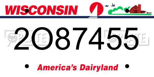 2O87455 Wisconsin License Plate