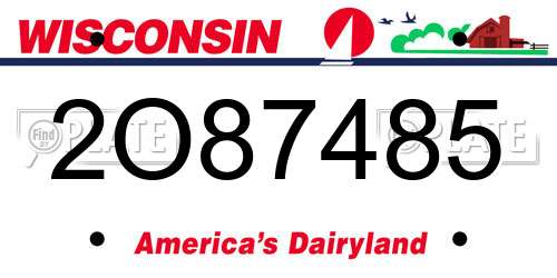 2O87485 Wisconsin License Plate