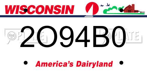 2O94B0 Wisconsin License Plate