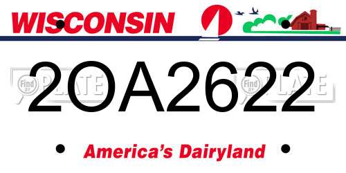 2OA2622 Wisconsin License Plate