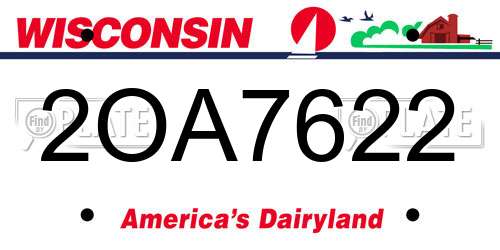 2OA7622 Wisconsin License Plate