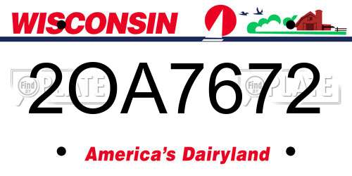 2OA7672 Wisconsin License Plate