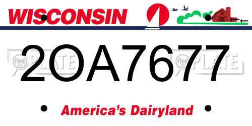2OA7677 Wisconsin License Plate