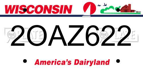 2OAZ622 Wisconsin License Plate