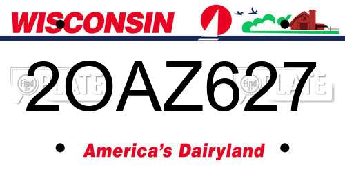 2OAZ627 Wisconsin License Plate