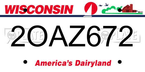 2OAZ672 Wisconsin License Plate