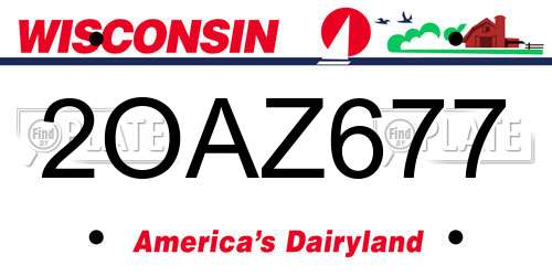 2OAZ677 Wisconsin License Plate
