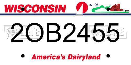 2OB2455 Wisconsin License Plate
