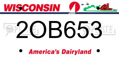 2OB653 Wisconsin License Plate