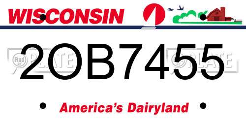 2OB7455 Wisconsin License Plate