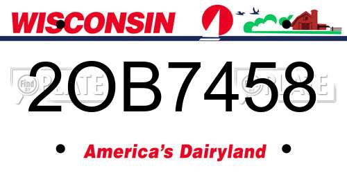 2OB7458 Wisconsin License Plate