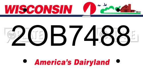 2OB7488 Wisconsin License Plate