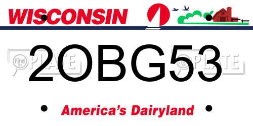 2OBG53 Wisconsin License Plate