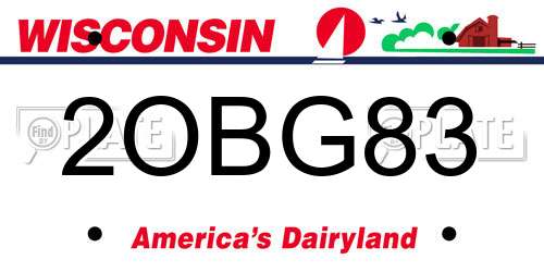 2OBG83 Wisconsin License Plate