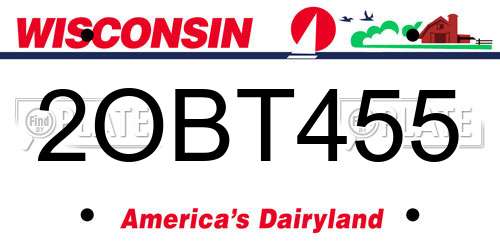 2OBT455 Wisconsin License Plate