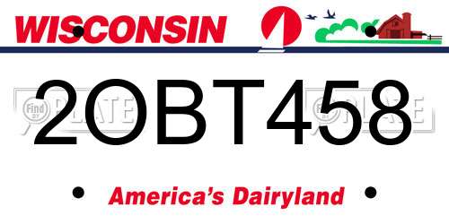 2OBT458 Wisconsin License Plate