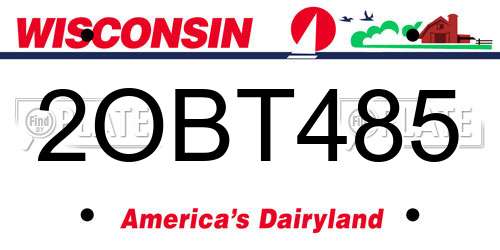 2OBT485 Wisconsin License Plate