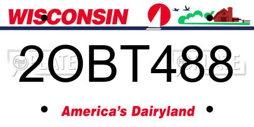 2OBT488 Wisconsin License Plate