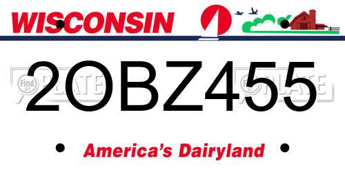 2OBZ455 Wisconsin License Plate