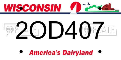 2OD407 Wisconsin License Plate