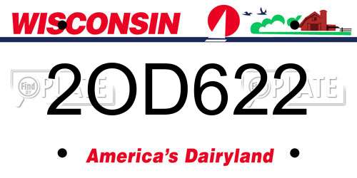 2OD622 Wisconsin License Plate