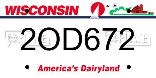 2OD672 Wisconsin License Plate