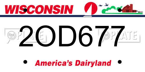 2OD677 Wisconsin License Plate