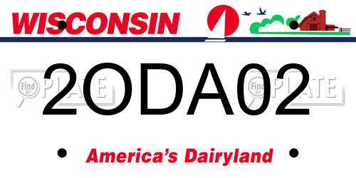 2ODA02 Wisconsin License Plate