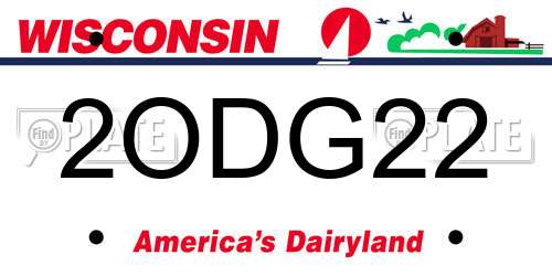 2ODG22 Wisconsin License Plate