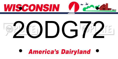 2ODG72 Wisconsin License Plate