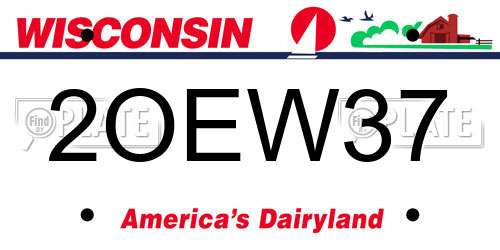 2OEW37 Wisconsin License Plate