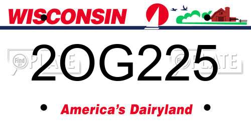 2OG225 Wisconsin License Plate