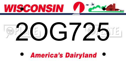 2OG725 Wisconsin License Plate