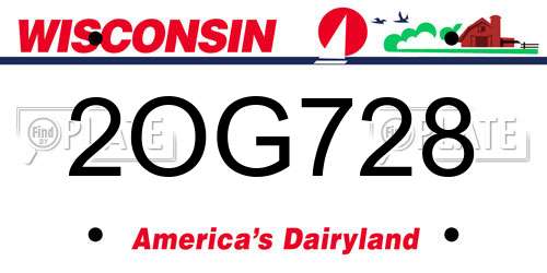2OG728 Wisconsin License Plate