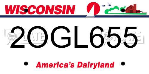 2OGL655 Wisconsin License Plate