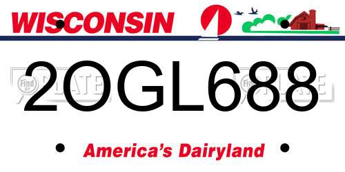 2OGL688 Wisconsin License Plate