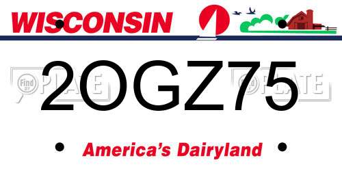 2OGZ75 Wisconsin License Plate